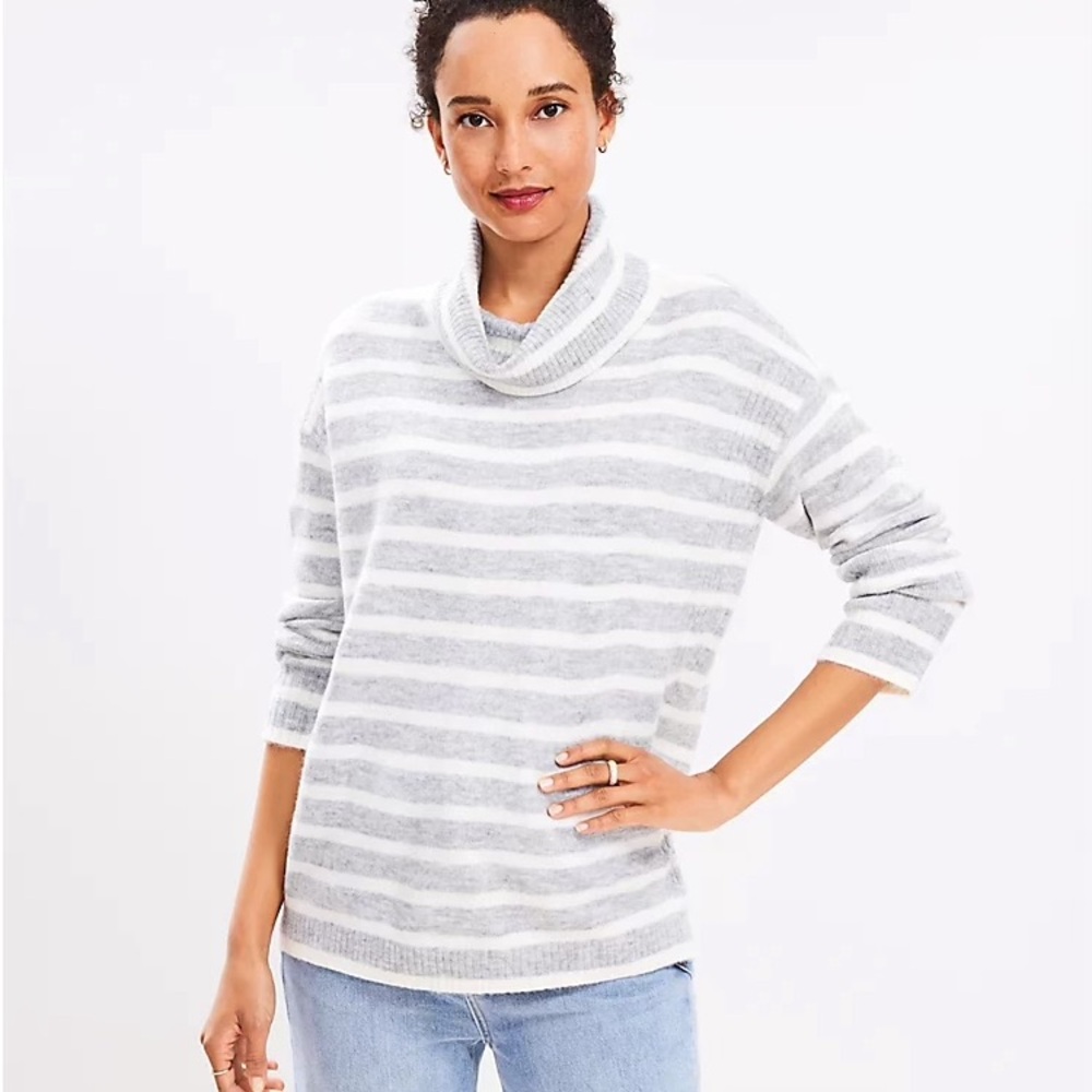 LOFT Stripe Ribtrim Tunic Sweater